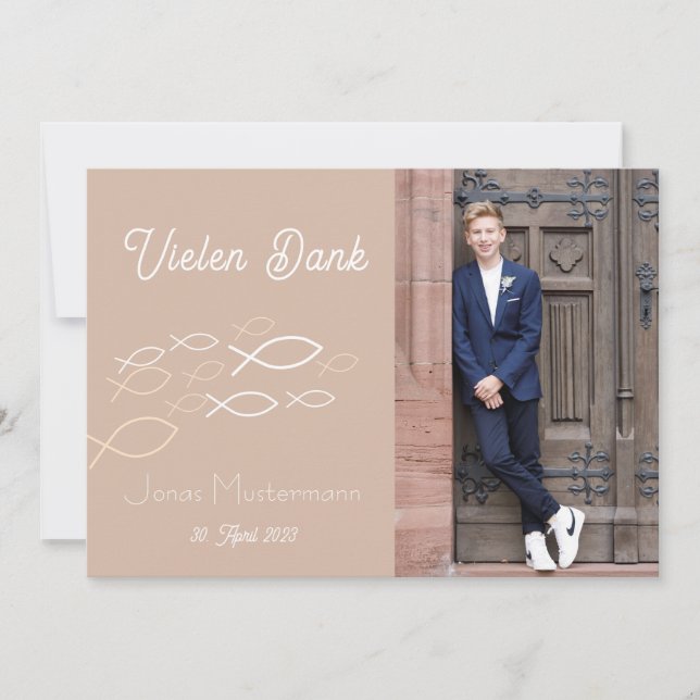 Dankeskarte Kommunion / Konfirmation Fischschwarm Invitation (Front)