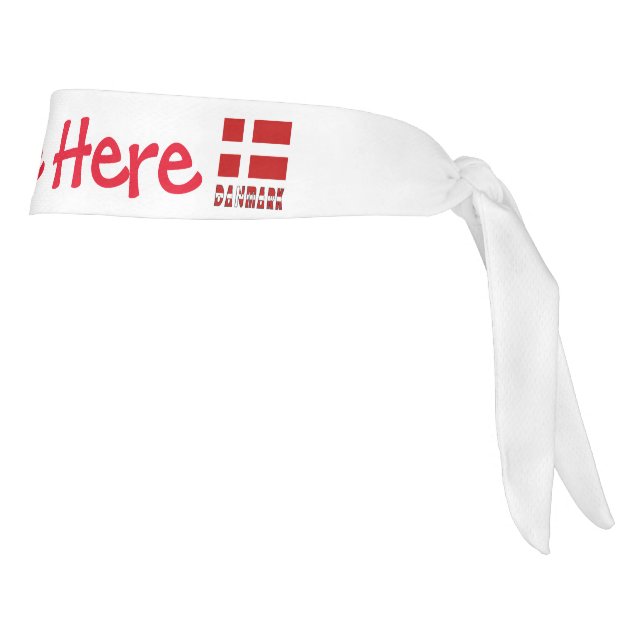 Danmark and Danish Flag Red Personalization  Tie Headband (Rotate 90)