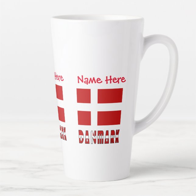 Danmark Dannebrog Red Personalization  Latte Mug (Right)