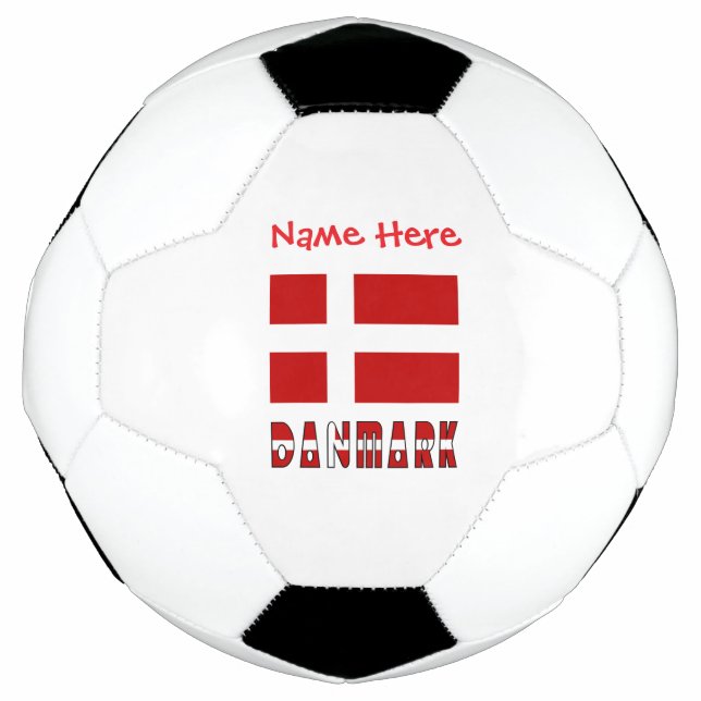 Danmark Dannebrog Red Personalized Name Soccer Ball (Front)