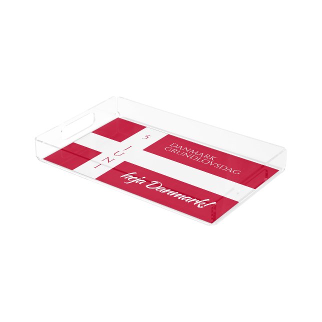 Danmark Grundlovsdag Danish National Day Flag Acrylic Tray (Angled)