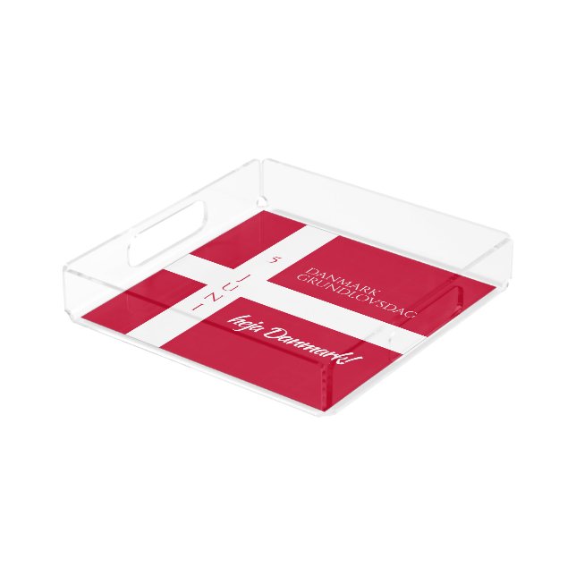 Danmark Grundlovsdag Danish National Day Flag Acrylic Tray (Angled)
