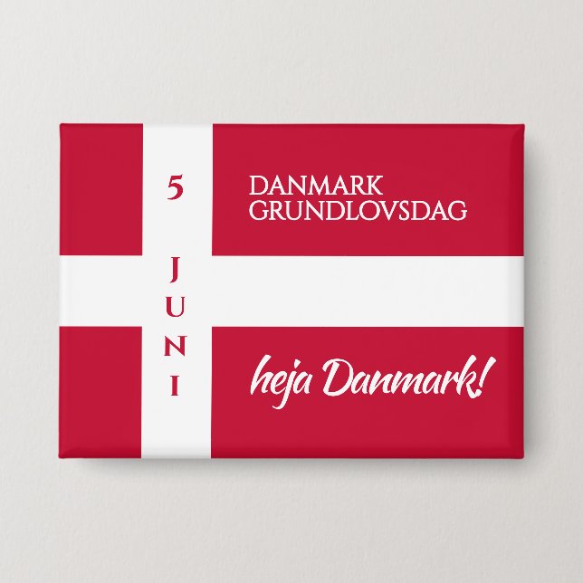 Danmark Grundlovsdag Danish National Day Flag Button (Front)