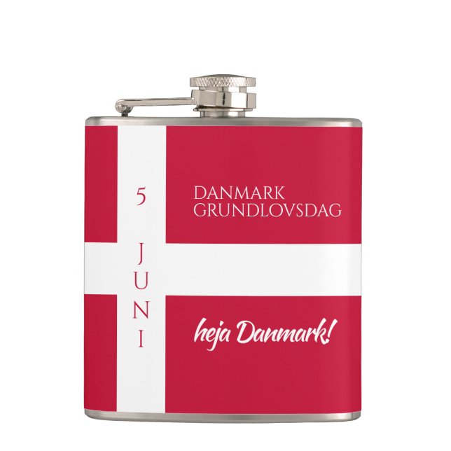 Danmark Grundlovsdag Danish National Day Flag Flask (Front)