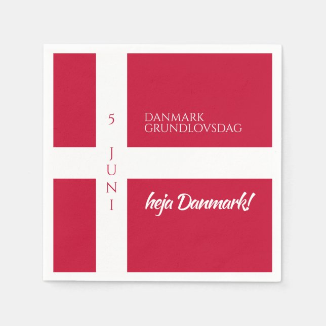 Danmark Grundlovsdag Danish National Day Flag Napkins (Front)