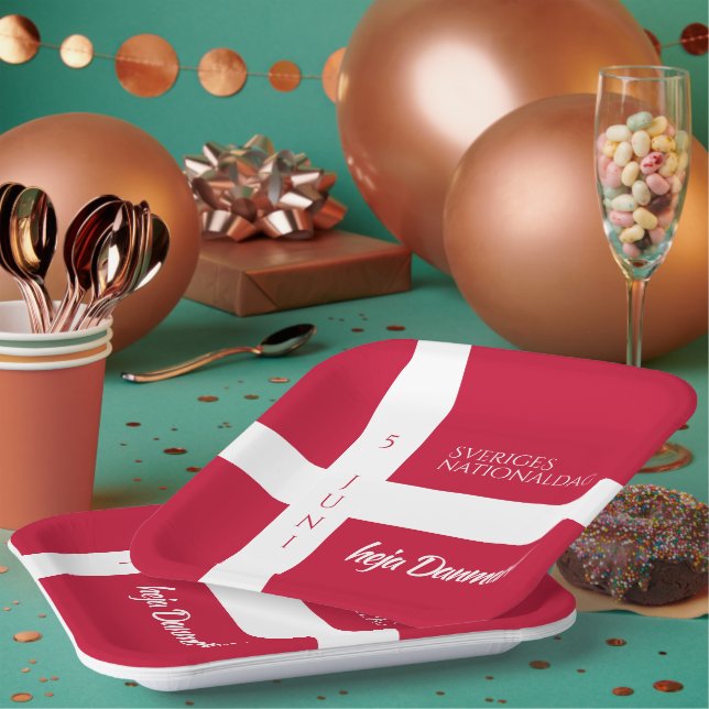 Danmark Grundlovsdag Danish National Day Flag Paper Plates (Multi)