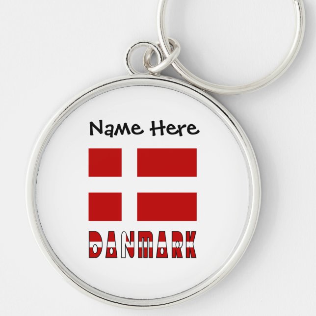 Danmark og Dannebrog Personalized  Keychain (Front)
