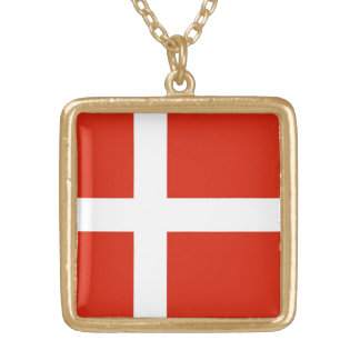 Dannebrog, National Flag of Denmark Gold Plated Necklace