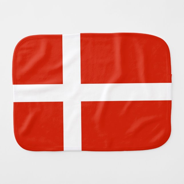 Dannebrog; The Official Flag of Denmark Baby Burp Cloth (Front Horizontal)