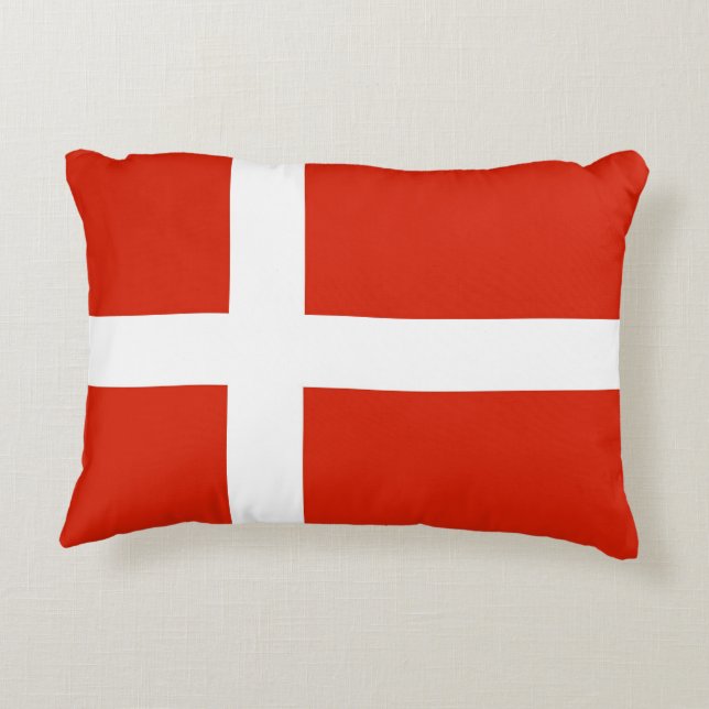 Dannebrog; The Official Flag of Denmark Decorative Pillow (Back)
