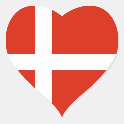 Dannebrog The Official Flag of Denmark Heart Sticker