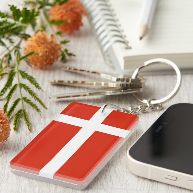 Dannebrog; The Official Flag of Denmark Keychain (Front Right)