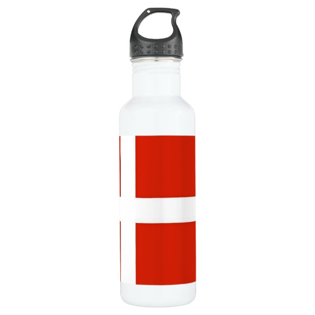 Dannebrog; The Official Flag of Denmark Stainless Steel Water Bottle (Front)