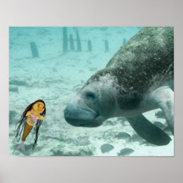 Danni the Mermaid and her manatee friend Poster