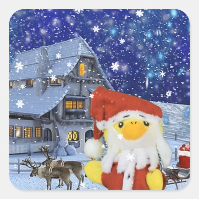 Danny Duck as Santa at the North Pole Square Sticker (Front)