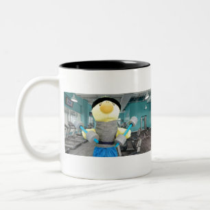 Danny Duck in the Gym Two-Tone Coffee Mug