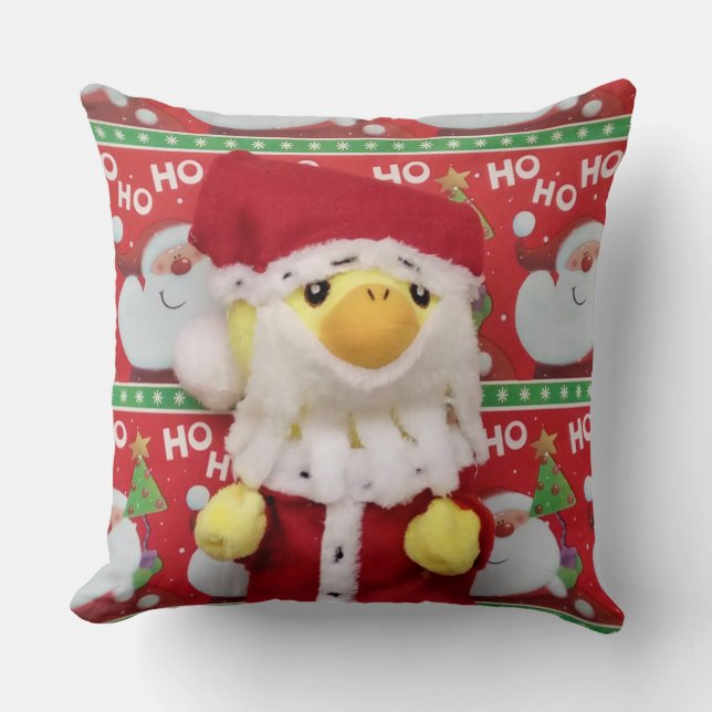 Danny Duck Santa Christmas Throw Pillow (Front)