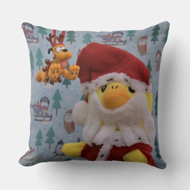 Danny Duck Santa Christmas Throw Pillow (Front)