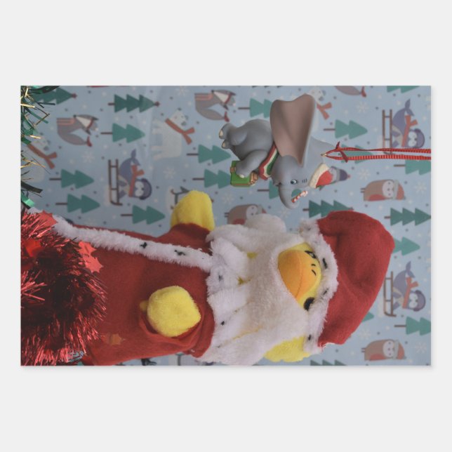 Danny Duck Santa. Tree Ornament Wrapping Paper Sheets (Front)
