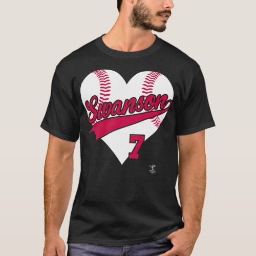 Dansby Swanson Baseball Heart 90s sports  T_Shirt