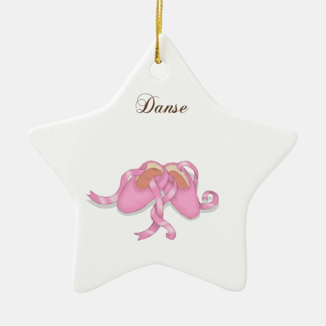 "Danse" Ballet Slippers Ceramic Ornament (Front)