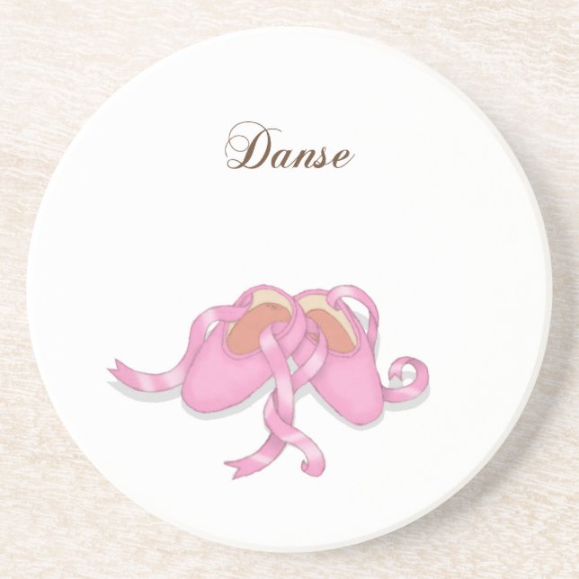 "Danse" Ballet Slippers Sandstone Coaster (Front)