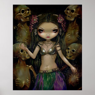 Danse Macabre Tribal Fusion gothic fairy art CANVAS PRINT skeleton bellydance