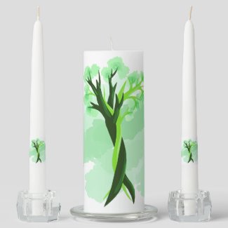 Dansing Trees in Love, Loving Couple, Wedding Unity Candle Set