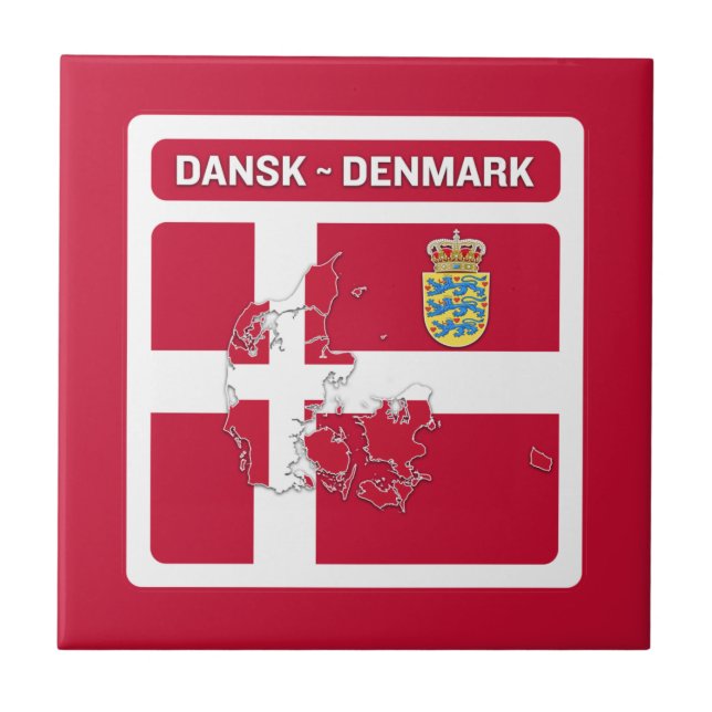 Dansk Denmark Flag Ceramic Tile (Front)