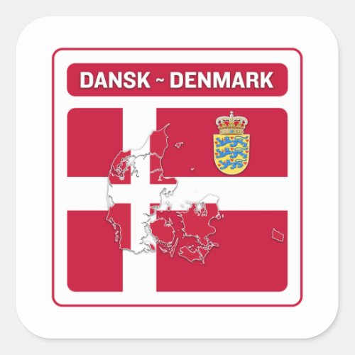 Dansk Denmark Flag Square Sticker