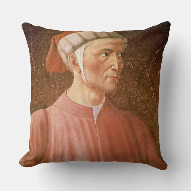 Dante Alighieri (1265-1321) detail of his bust, fr Throw Pillow (Front)