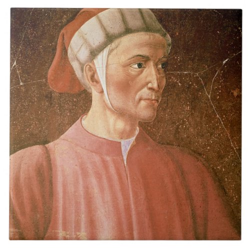 Dante Alighieri 1265_1321 detail of his bust fr Tile