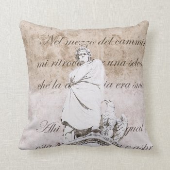Dante Alighieri With Divine Comedy  Inferno Verses Throw Pillow by myworldtravels at Zazzle