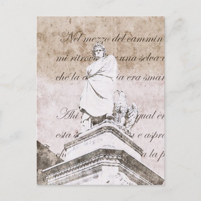 Dante Alighieri - with Divine Comedy verses Postcard (Front)