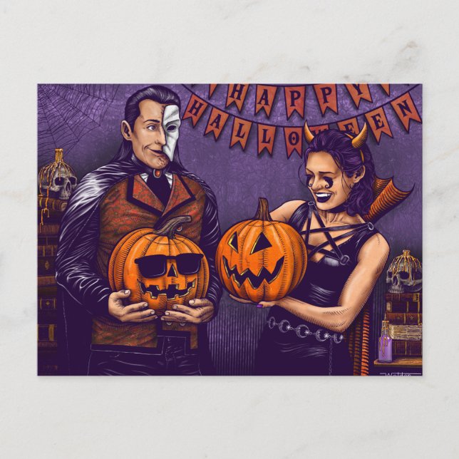 Dante and Aria Halloween postcard (Front)
