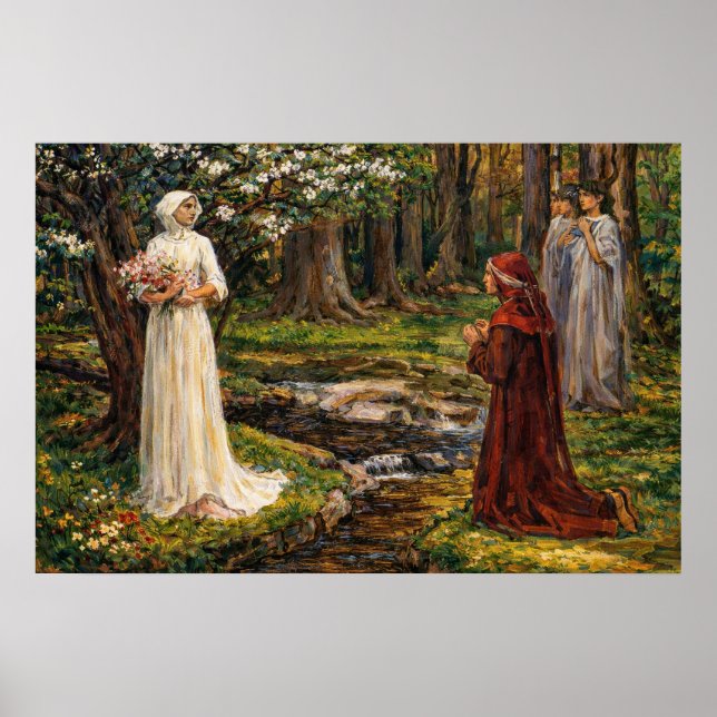 Dante and Beatrice by John William Waterhouse Poster (Front)
