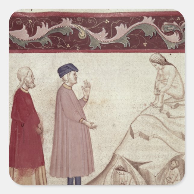 Dante and Virgil  meet the souls imprisoned Square Sticker (Front)