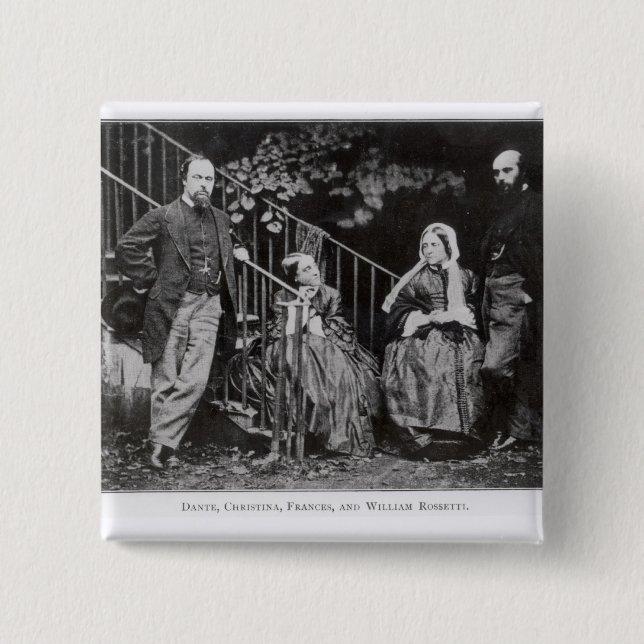 Dante, Christina, Frances and William Rossetti Pinback Button (Front)