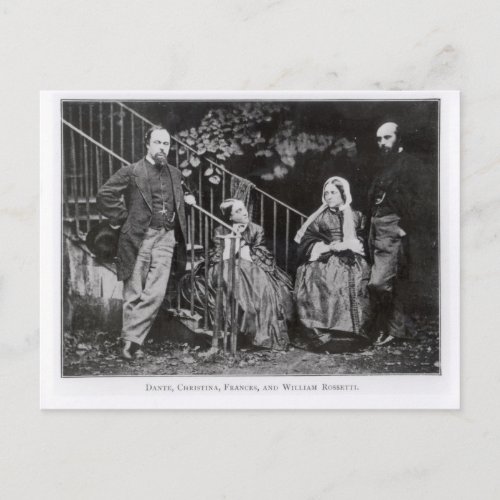 Dante Christina Frances and William Rossetti Postcard