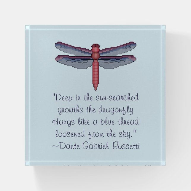 Dante Gabriel Rosetti Dragonfly Quote Paperweight (Front)