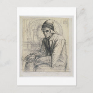 Dante in Meditation Holding a Pomegranate, c.1852 Postcard