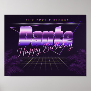 Dante Name First Name purple retro poster birthday