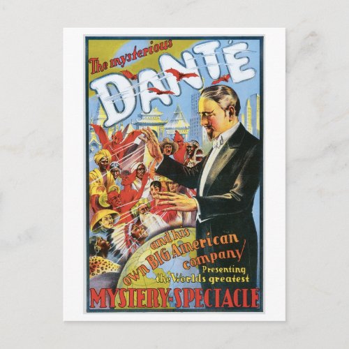 Dante  The Mysterious Magician Vintage Magic Act Postcard