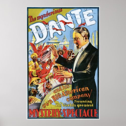 Dante  The Mysterious Magician Vintage Magic Act Poster