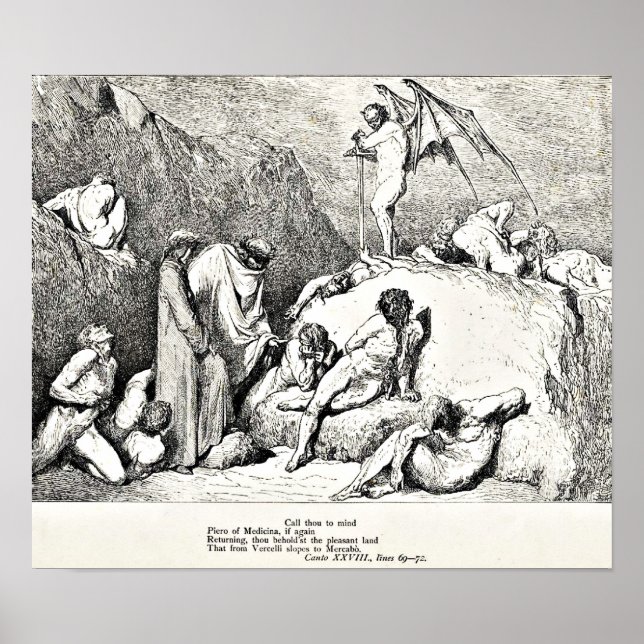Dante's Divine Comedy Engraving Illustration Poster (Front)