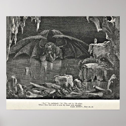 Dantes Inferno Devil in Hell Illustration Poster