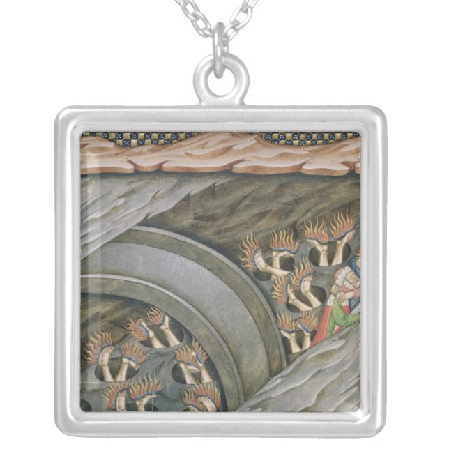 Dante's Inferno with a commentary Silver Plated Necklace (Front)