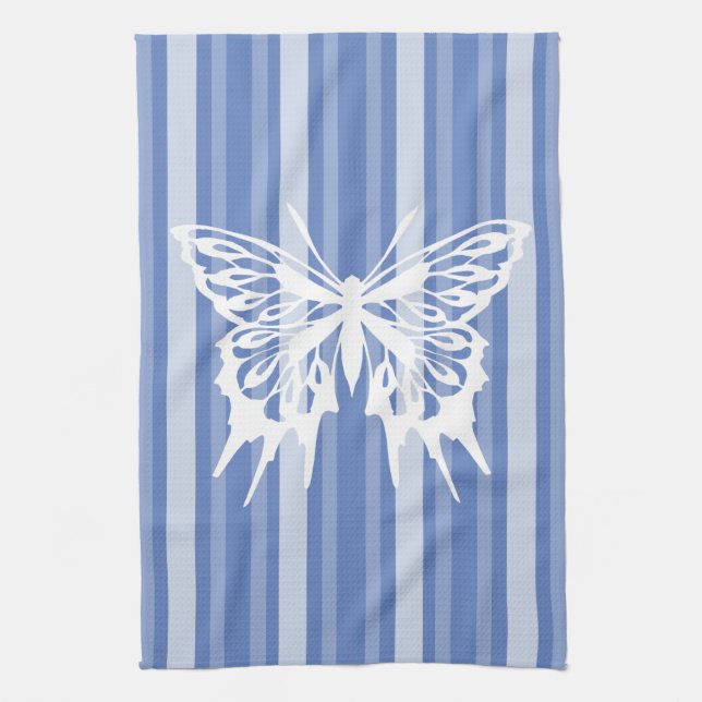Danube Victorian Stripe with Butterfly Kitchen Towel (Vertical)