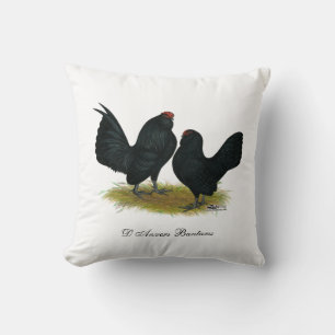 D'Anvers Black Bantams Throw Pillow