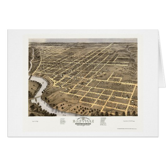 Danville, IL Panoramic Map - 1869 Cards (Front Horizontal)
